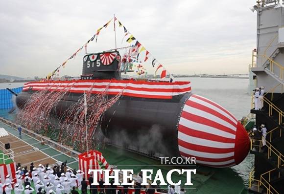 12일 진수된 일본 해상자위대의 타이게이급 3번함 '진게이'함. 사진=미쓰비시중공업