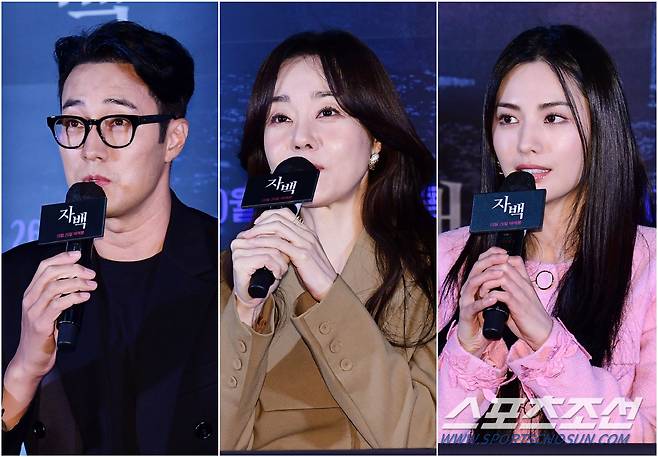 18일 오후 서울 광진구 자양동 롯데시네마 건대입구에서 영화 '자백' 언론시사회가 열렸다. 시사회를 마치고 기자간담회에 참석한 배우 소지섭, 김윤진, 나나. 자양동=송정헌 기자songs@sportschosun.com/2022.10.18/
