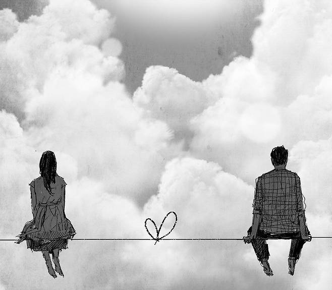 청춘남녀 돈 고민재테크할 때, 연애는 사치일까? 물가 급등기에 청춘들의 고민도 커지고 있다./일러스트=이철원