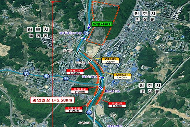 '원주천(학성지구) 하천재해 예방사업' 현황도. (사진=원주지방환경청 제공) *재판매 및 DB 금지