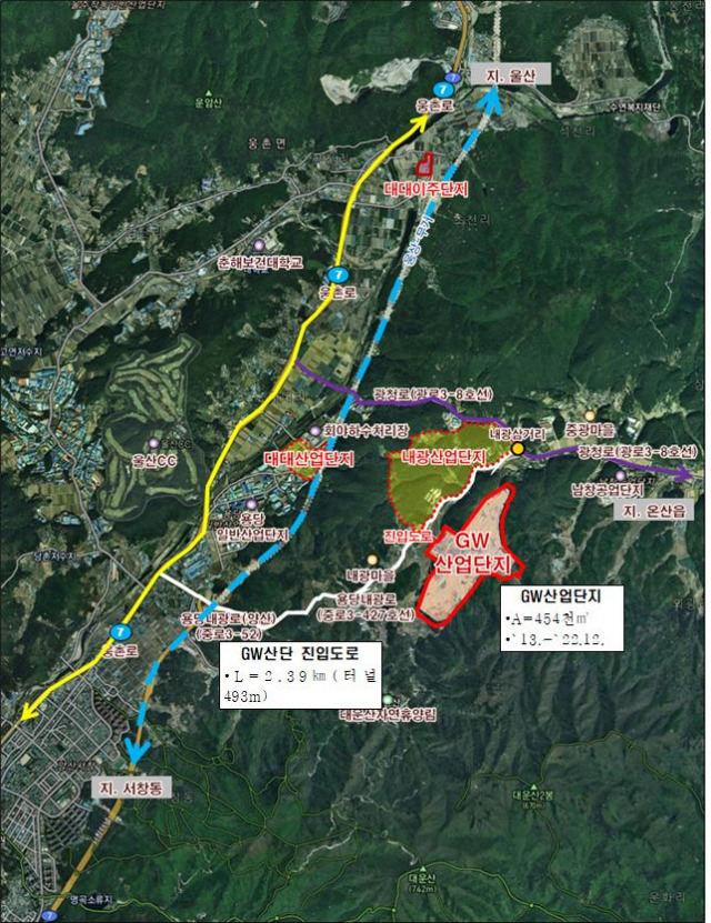 울산시 울주군 온양읍에 위치한 GW 일반산업단지 위치도. 위치도=울산시