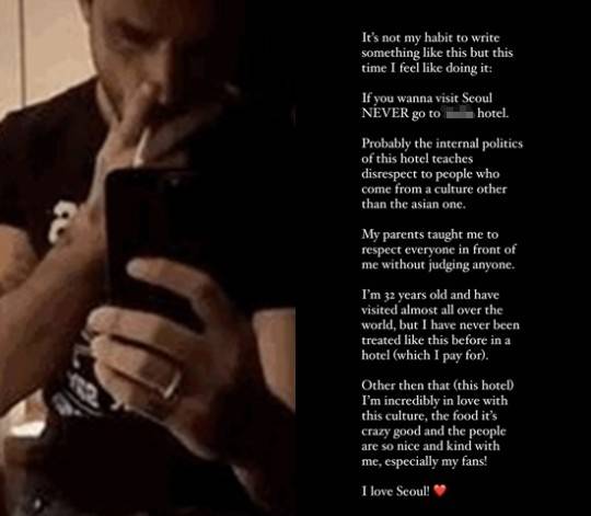 미켈레 모로네가 올린 흡연 영상과 글. 사진|모로네 SNS