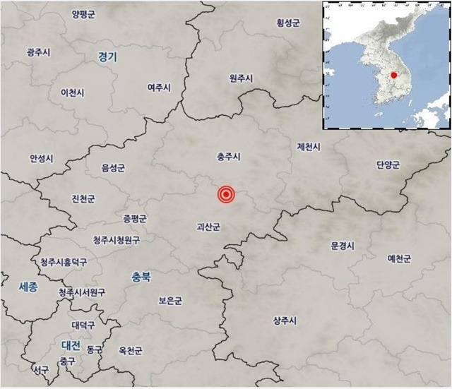 29일 오전 지진 발생 지역. /기상청 제공