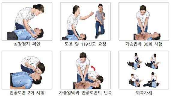 심폐소생술 방법. 대한심폐소생협회 제공