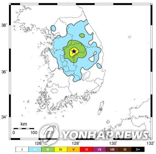 충북 괴산 지진 발생 (서울=연합뉴스) 29일 오전 8시 27분께 충북 괴산군 북동쪽 11㎞ 지점에서 규모 3.5와 규모 4.1 지진이 잇따라 발생했다. 2022.10.29 [기상청 제공. 재판매 및 DB 금지] photo@yna.co.kr