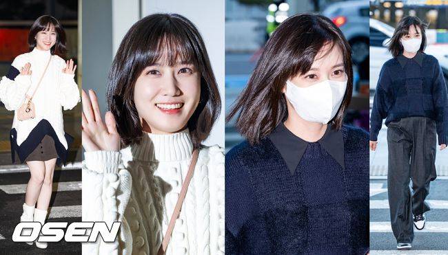 [OSEN=인천공항, 민경훈 기자] 22년 10월 22일 이태원 참사 이전 박은빈 팬미팅 출국길 (좌), 22년 11월 04일 이태원 참사 이후&nbsp;박은빈 팬미팅 출국길 (우) / rumi@osen.co.kr