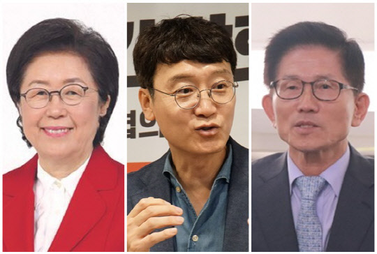 (왼쪽부터) 이은재 전문건설공제조합 이사장, 김웅 국민의힘 의원, 김문수 경제사회노동위원회 위원장. <김웅 SNS, 연합뉴스>