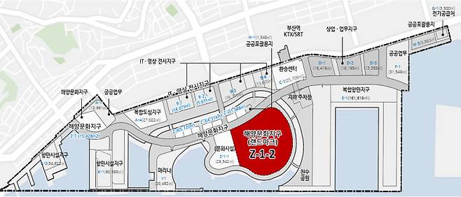 북항 1단계 재개발사업의 핵심인 랜드마크 부지. 부산항만공사 제공