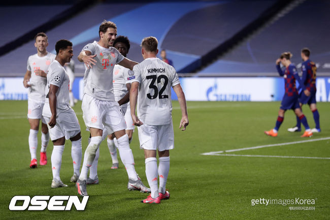 [사진] 2020년 8월 15일 FC 바르셀로나를 상대로 8-2 대승을 거둔 바이에른 뮌헨 / ⓒGettyimages(무단전재 및 재배포 금지)