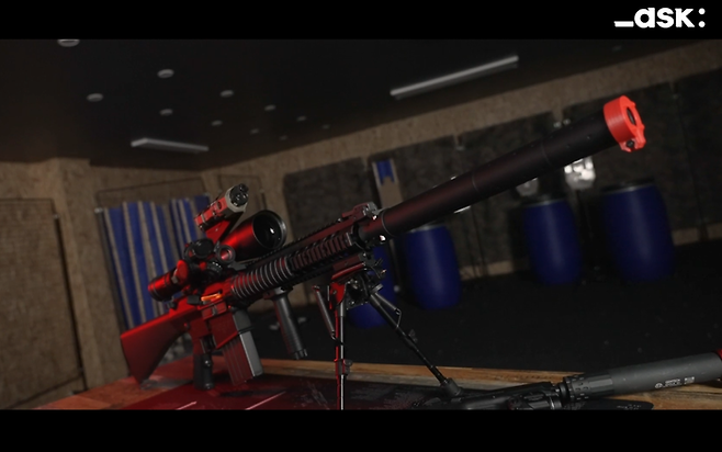 경기도 시흥 소재 에어소프트 건 사격장. 에어소프트 건에는 총기 끝에 칼라 파트가 부착되어 있다. ⓒ 유튜브 '나라가[Naraga]' 캡쳐