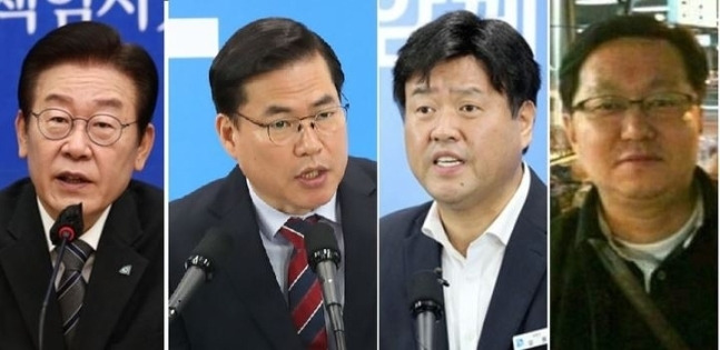 이재명 더불어민주당 대표와 유동규 전 성남도시개발공사 기획본부장, 김용 민주연구원 부원장, 정진상 민주당 대표실 정무조정실장(왼쪽부터). 뉴시스