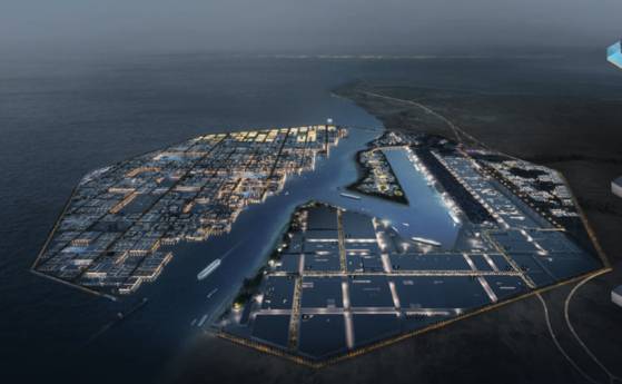 An image of Oxagon, a floating city in the NEOM project [SCREEN CAPTURE]