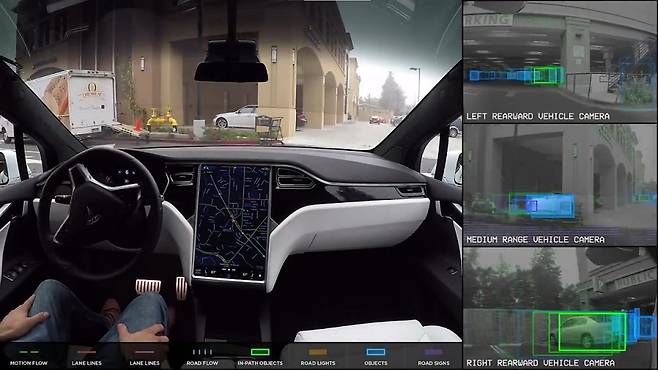 자율주행 시험중인 테슬라