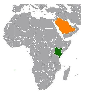케냐(녹색)와 사우디아라비아가 동시에 표시된 지도. 이미지=연합