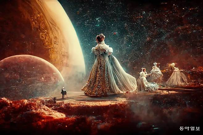 게임 디자이너 제이슨 앨런 씨가 AI 프로그램 ‘미드저니’로 만든 작품 ‘스페이스 오페라 극장’. 사진출처: 트위터