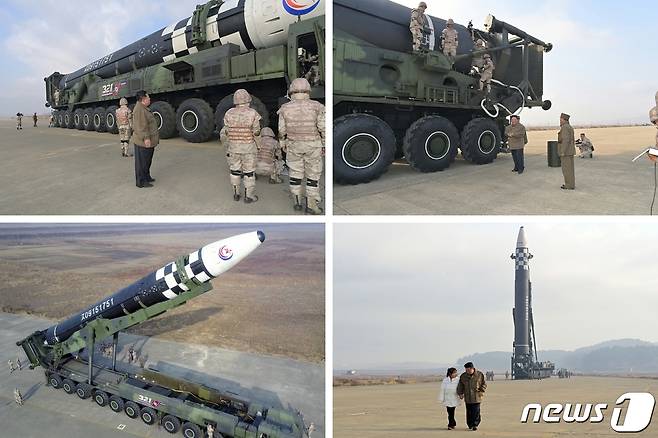 (평양 노동신문=뉴스1) = 북한 대륙간탄도미사일(ICBM) '화성-17형'. [국내에서만 사용가능. 재배포 금지. DB 금지. For Use Only in the Republic of Korea. Redistribution Prohibited] rodongphoto@news1.kr