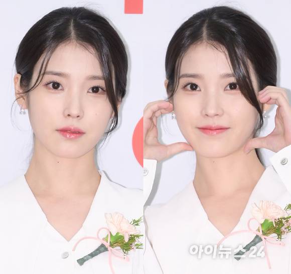 '스크린에서 보면 더 예쁜 얼굴' 배우 이지은(아이유)이 23일 오후 서울 여의도 중소기업중앙회 KBIZ홀에서 진행된 제42회 '한국영화평론가협회상'(영평상) 시상식에 신인여우상 수상자로 참석해 포즈를 취하고 있다. [사진=정소희 기자]