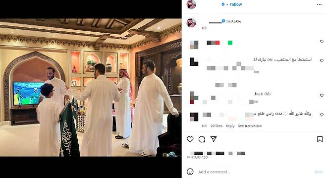 카타르월드컵에서 사우디아라비아가 이변의 첫 주인공이 되자 사우디 왕가가 기뻐했다. 사진은 빈 살만 사우디 왕세자가 승리를 기뻐하며 올린 게시글. /사진=모하메드 빈 살만 알 사우드 사우디아라비아 왕세자 인스타그램 캡처