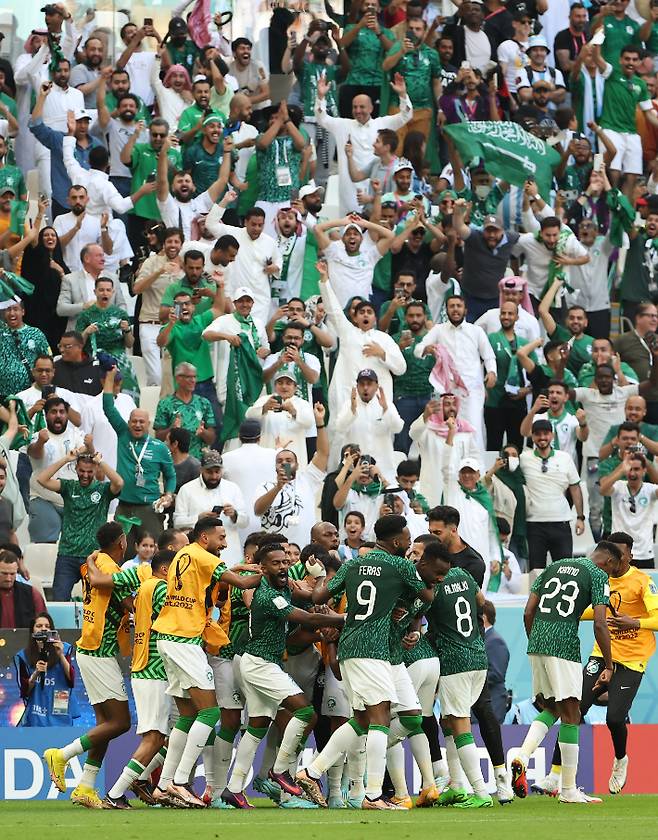 아르헨티나전에서 승리한 사우디아라비아. 연합뉴스