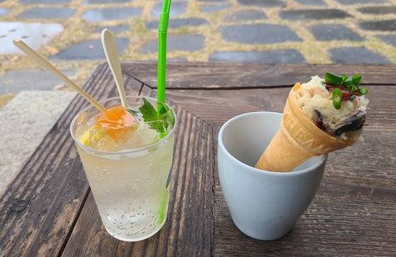 '안동식혜 젤리를 곁들이 안동소주 칵테일'과 '대구살 감자요리와 안동 간고등어 앙상블'.