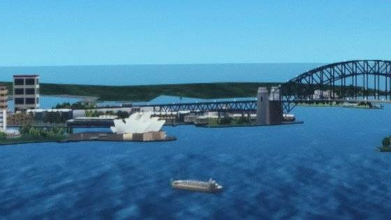 해군 조함훈련실 화면에 나타난 시드니 항구 오페라하우스. 통제관이 "시드니"라고 지시하자 시드니항의 오페라하우스와 하버브릿지 등 전경이 파노라마처럼 눈 앞에 펼쳐졌다.
