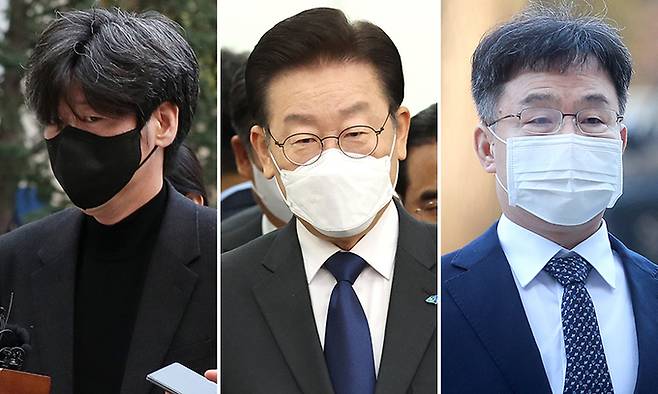(왼쪽부터) 남욱 변호사, 이재명 더불어민주당 대표, 화천대유 대주주 김만배씨. 연합뉴스