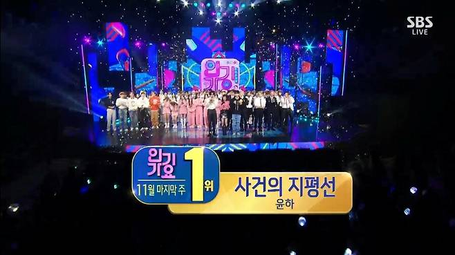▲ 윤하가 '사건의 지평선'으로 '인기가요' 1위를 차지했다. 출처|SBS '인기가요' 방송화면 캡처