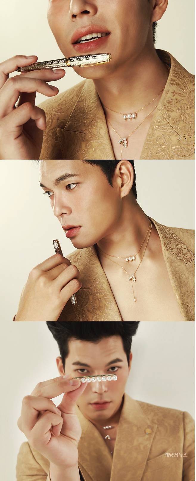 사진 : 에디터 조윤예, 슈트 니치투나잇, 포토그래퍼 이재진(로우이미지스튜디오), 모델 한승수, 헤어 & 메이크업 진동희(뷰티진동희), 스타일링 박소현, 제품협찬 레이밴(by 룩소티카), 불가리, 원스인어라이프타임, 타사키, 파카, 프라다(by 룩소티카)