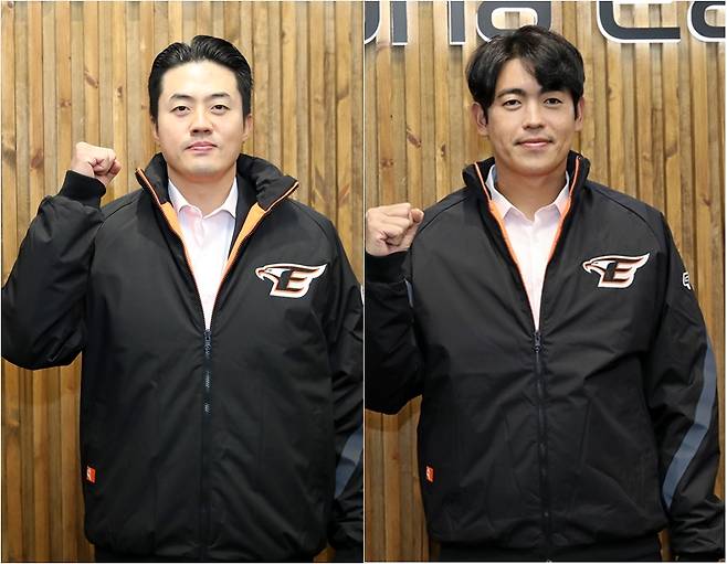 ▲ 한화 오선진(왼쪽)과 이태양. ⓒ 한화 이글스