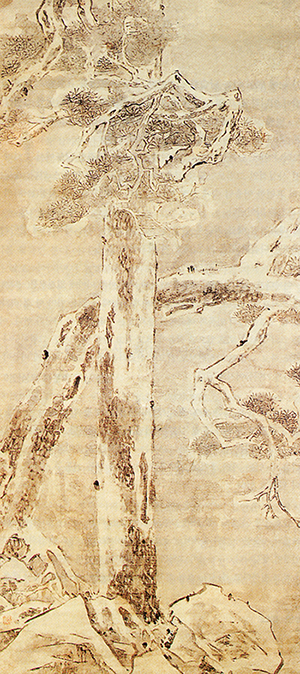 이인상의 ‘설송도(18세기, 종이에 먹, 117×53㎝, 국립중앙박물관 소장)’.