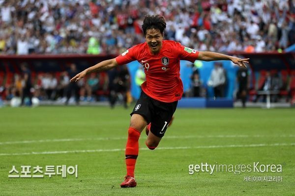 지난 2018 러시아월드컵 독일전에서 김영권이 선제 결승골을 넣고 포효하고 있다 / 사진=Gettyimages 제공