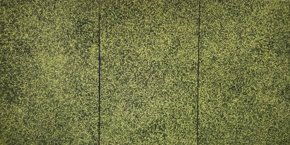 쿠사마의 1992년작 'Sprouting'(발아). 식물이 싹을 틔우는 모습을 모티브로 한 그림이다.