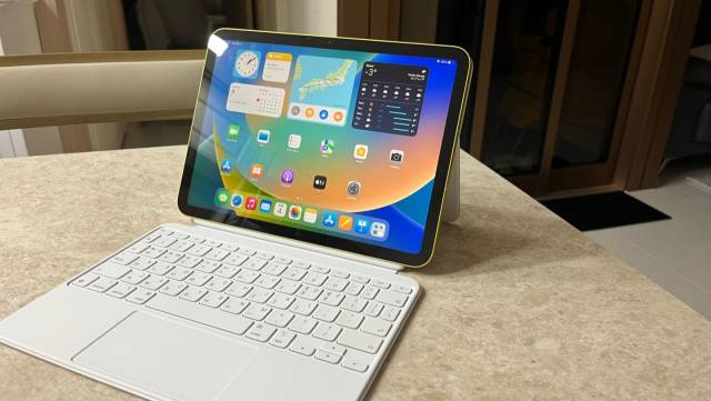 매직키보드 폴리오를 부착한 아이패드 10세대의 모습. 정다은 기자