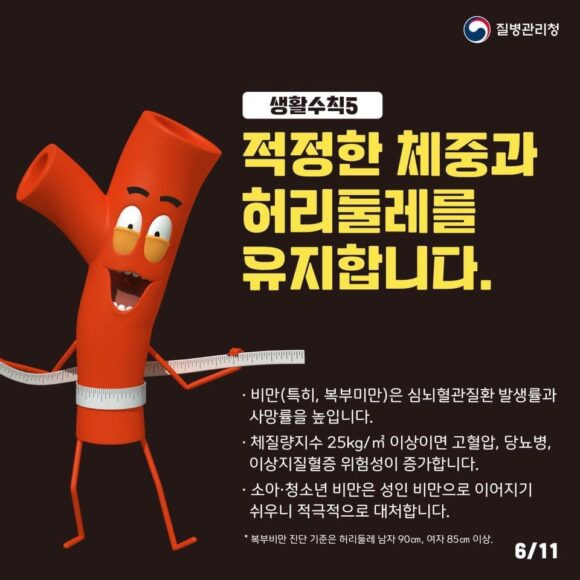 10여년 만에 개정한 '심뇌혈관질환 예방‧관리 생활수칙' [자료=질병관리청]