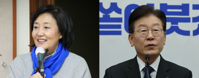 박영선 전 중소벤처기업부 장관(왼쪽)과 이재명 더불어민주당 대표. 연합뉴스