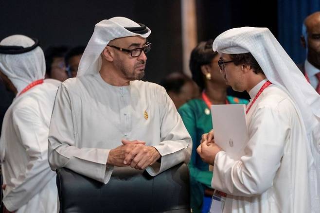 지난 5월 UAE 3대 대통령에 취임한 셰이크 무함마드 빈 자이드 알 나흐얀 UAE 대통령의 모습. 사진=로이터·연합뉴스
