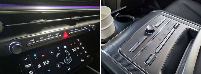 깔끔하게 마무리된 물리 버튼과 공조 장치 스크린이 절묘한 조화를 이룬다. ⓒ데일리안 편은지 기자