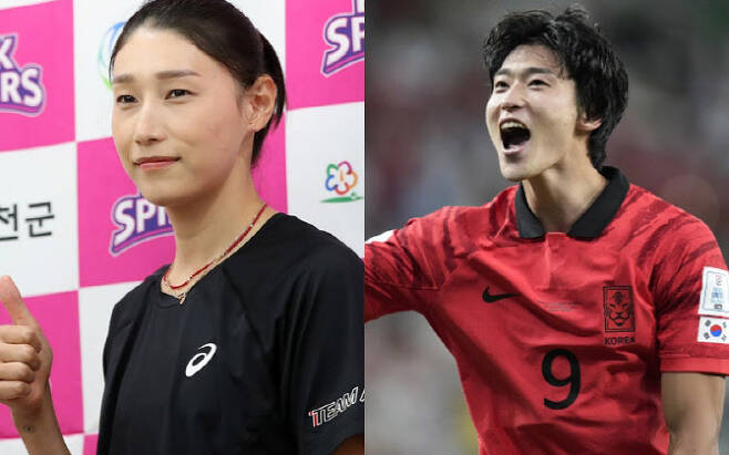 배구선수 김연경(왼쪽)과 축구선수 조규성.(사진=연합뉴스, AP 뉴시스)