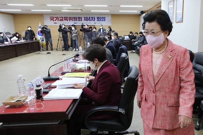 이배용 국가교육위원회 위원장이 지난 6일 서울 종로구 정부서울청사에서 열린 제4차 국가교육위원회에 참석하고 있다./사진=뉴시스