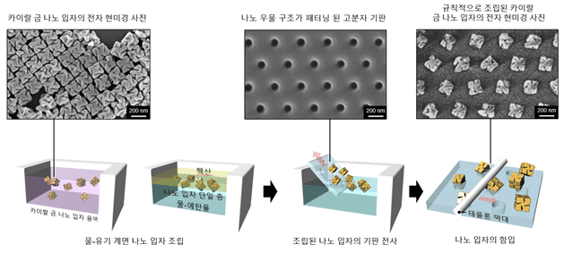 카이랄 금 나노 입자의 규칙적 조립 구조 제작에 대한 모식도 (자료=과기정통부)