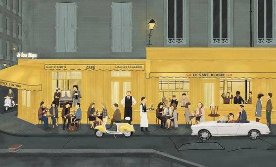 맥스 달튼이 영화 '프렌치 디스패치'에 영감 받아 그린 '르 상 블랑'. 사진 마이아트뮤지엄