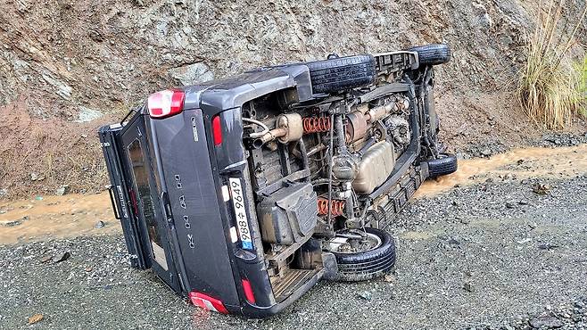 비가 내리는 날에 운전하다 미끄러지는 사고를 당했다