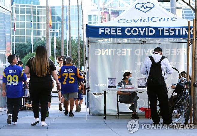 올해 초 로스앤젤레스에 설치된 코로나19 무료 검사소 [AFP 연합뉴스 자료사진.재판매 및 DB 금지]