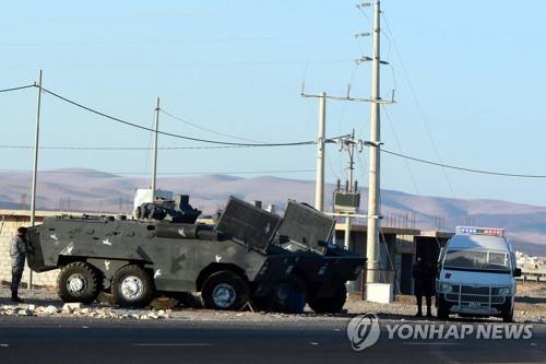 시위 지역에 배치된 요르단 보안군 [EPA 연합뉴스 자료사진. 재판매 및 DB 금지]