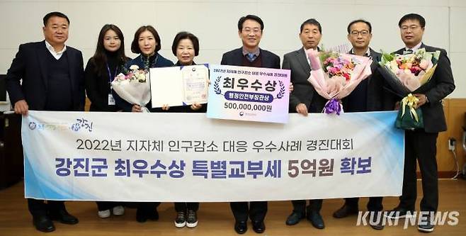 ‘푸소(FU-SO)’사업이 행정안전부 주최 ‘인구감소 대응 우수사례 경진대회’ 문화·관광 분야에서 최우수상을 수상했다.[사진=강진군]