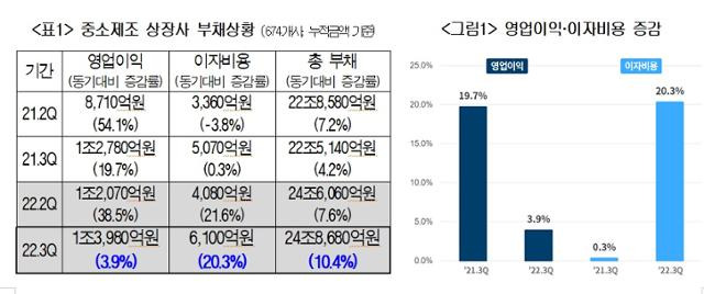 중소제조 상장사 부채상황