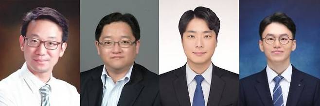 (왼쪽부터)KAIST 기계공학과 이정철⋅이봉재 교수, 정문경 박사, 김태영 박사과정. 사진=한국과학기술원.