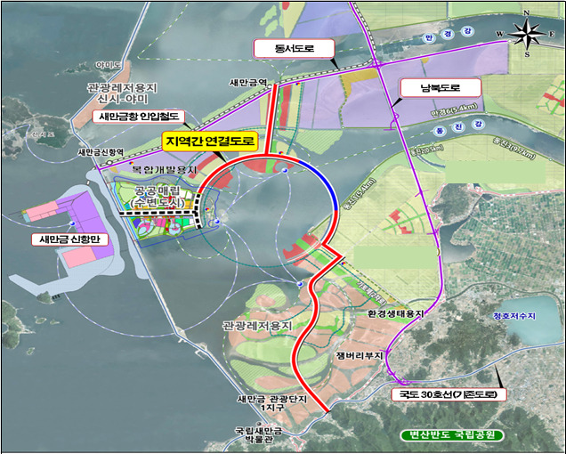 지역간 연결도로 노선도/사진제공=새만금개발청