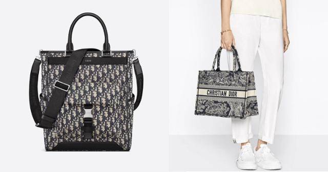 디올의 남성용 익스플로러 토트백(왼쪽)과 여성용 북 토트백. 디올 홈페이지 캡처