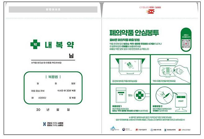 내년 1월 '폐의약품 회수 우편서비스'가 시범운영되는 세종시 내 약국들에게 배포될 폐의약품 수거 봉투. /우정사업본부